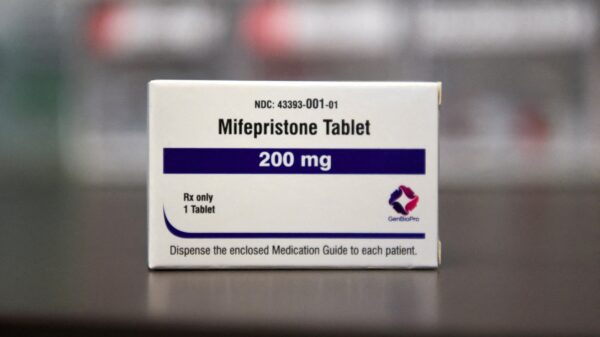 A box containing a mifepristone tablet is pictured in a Feb. 28, 2023, photo. On April 21, the U.S. Supreme Court blocked a lower court's stay of FDA approval of a drug used in medication abortions. Mifepristone remains on the market while litigation over the drug proceeds. (OSV News photo/Callaghan O'Hare, Reuters)