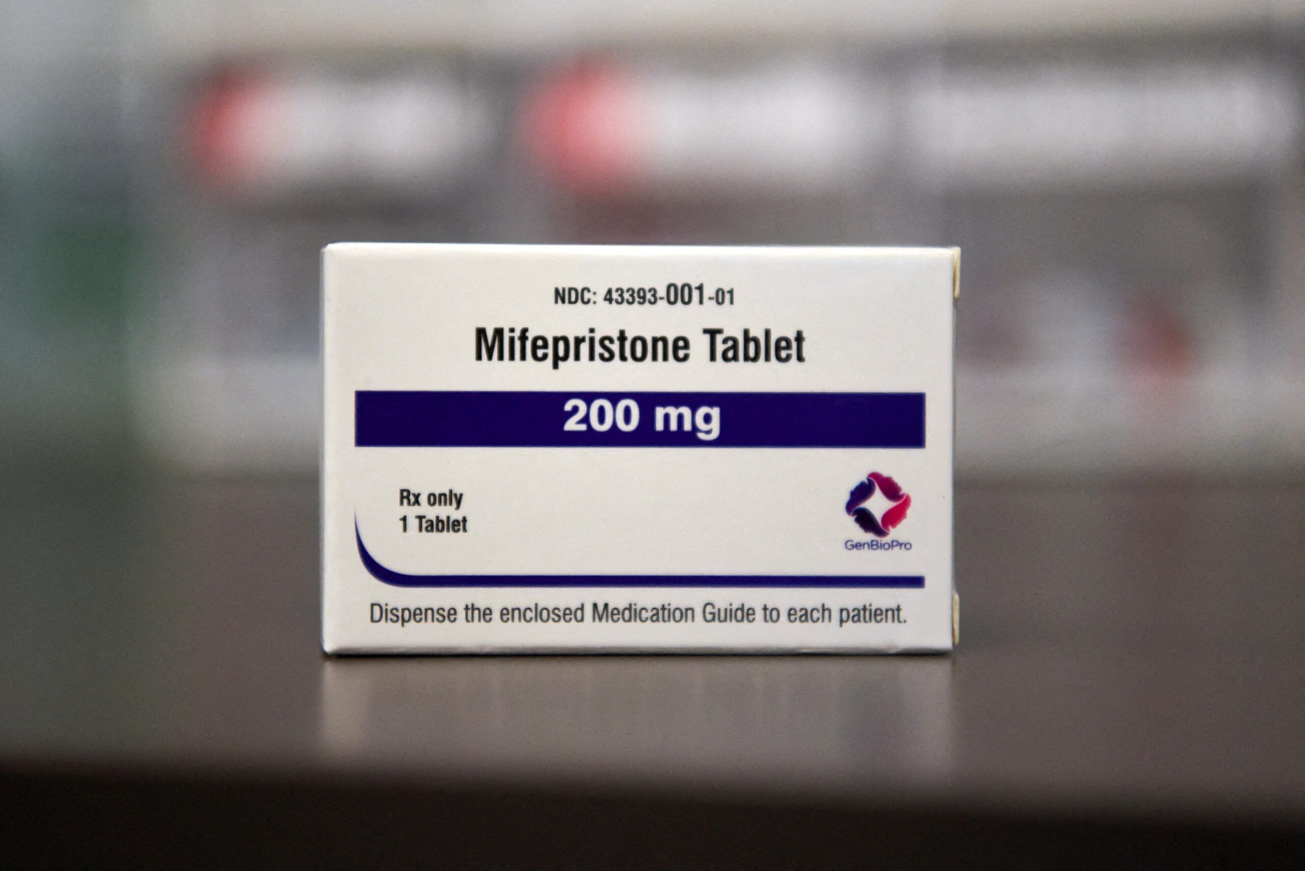 A box containing a mifepristone tablet is pictured in a Feb. 28, 2023, photo. On April 21, the U.S. Supreme Court blocked a lower court's stay of FDA approval of a drug used in medication abortions. Mifepristone remains on the market while litigation over the drug proceeds. (OSV News photo/Callaghan O'Hare, Reuters)