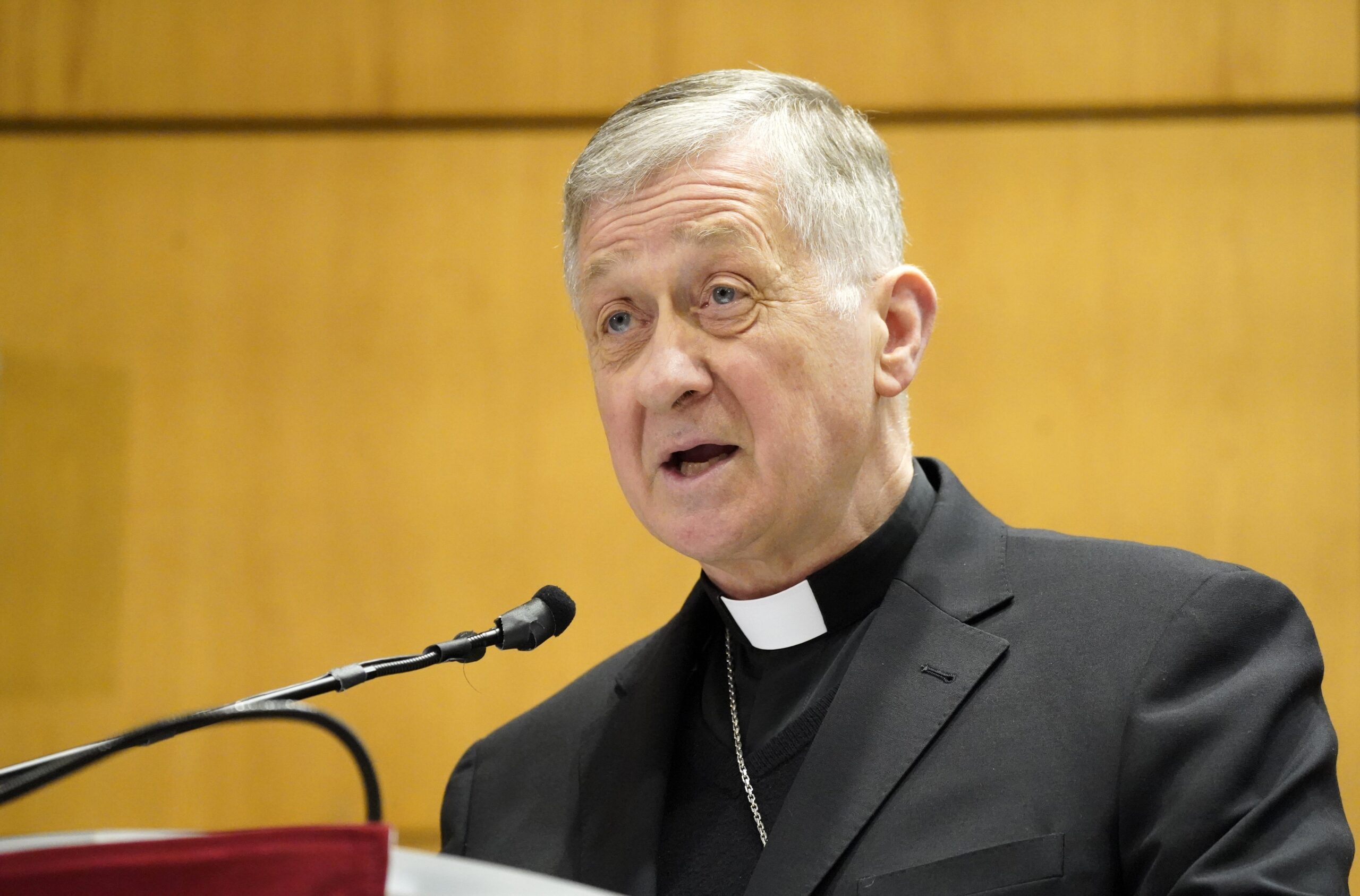 Chicago Cardinal Cupich speaks at Fordham University's Lincoln Center campus in New York City Sept. 26, 2023. The cardinal's lecture focused on the landmark "Consistent Ethic of Life" speech given by Chicago Cardinal Joseph L. Bernardin at the school 40 years ago. The event was a presentation of Fordham's Center on Religion and Culture. (OSV News photo/Gregory A. Shemitz)