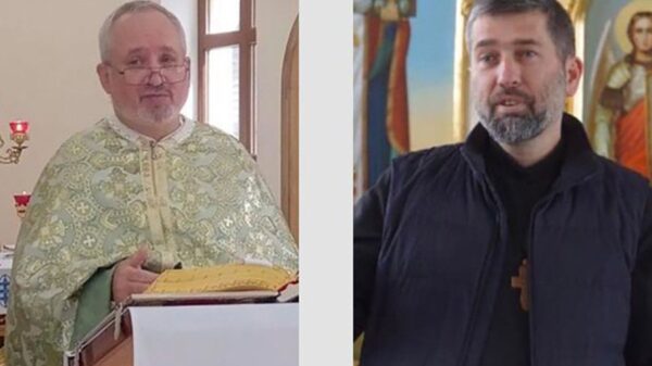 Father Bohdan Heleta, left, and Father Ivan Levitsky are seen in this undated screen grab. The fate of the two Ukrainian Greek Catholic priests remains unknown almost a year after their capture by the Russian National Guard amid Russia's full-scale invasion of Ukraine. (OSV News screen grab/courtesy of Ukrainian Catholic Church)