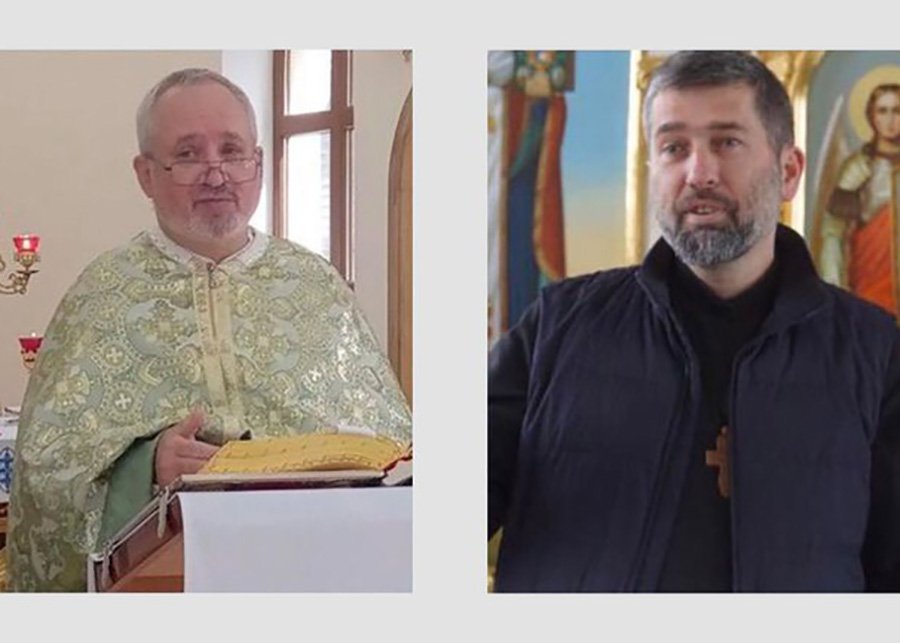 Father Bohdan Heleta, left, and Father Ivan Levitsky are seen in this undated screen grab. The fate of the two Ukrainian Greek Catholic priests remains unknown almost a year after their capture by the Russian National Guard amid Russia's full-scale invasion of Ukraine. (OSV News screen grab/courtesy of Ukrainian Catholic Church)