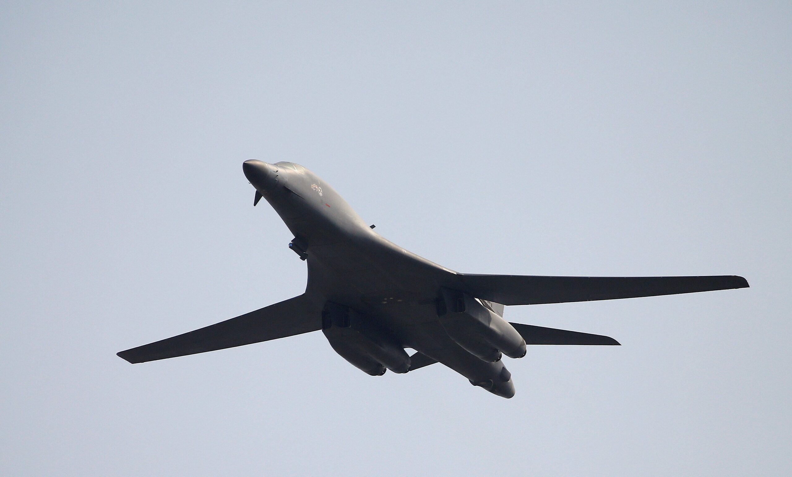 A U.S. Air Force B-1B bomber is pictured in a file photo flying over Osan Air Base in Pyeongtaek, South Korea. The Department of Defense announced Oct. 27, 2023, that it is seeking congressional approval to update the B61 nuclear gravity bomb, a move that concerns Catholic leaders and peace advocates. (OSV News photo/Kim Hong-Ji, Reuters)