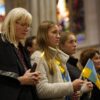 Participants gather at St. Patrick's Cathedral in New York City Nov. 18, 2023, for a prayer service marking the 90th anniversary of the Holodomor, a famine engineered by Soviet dictator Josef Stalin that led to the deaths of millions of Ukrainians. OSV News photo/Gregory A. Shemitz)