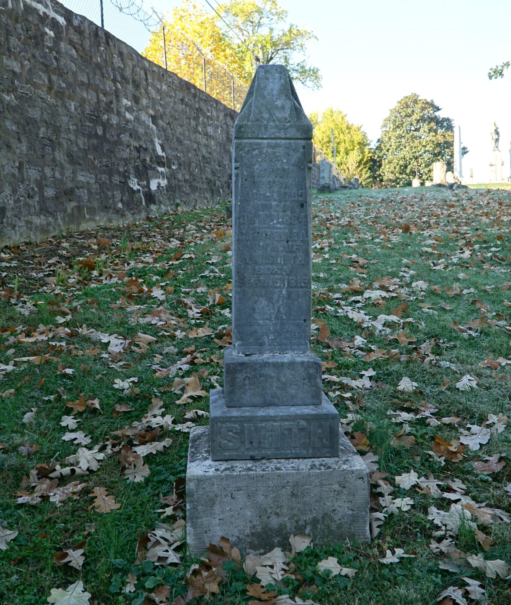 A headstone seen in an undated photo marks the burial site of the late James Madison Smith Sr. and Catherine "Kitty" Smith, formerly enslaved Catholics, in St. Louis Cemetery in Louisville, Ky. The free married couple are being recognized as agents of the Underground Railroad by the U.S. Department of the Interior's National Park Service. (OSV News photo/Ruby Thomas, The Record)