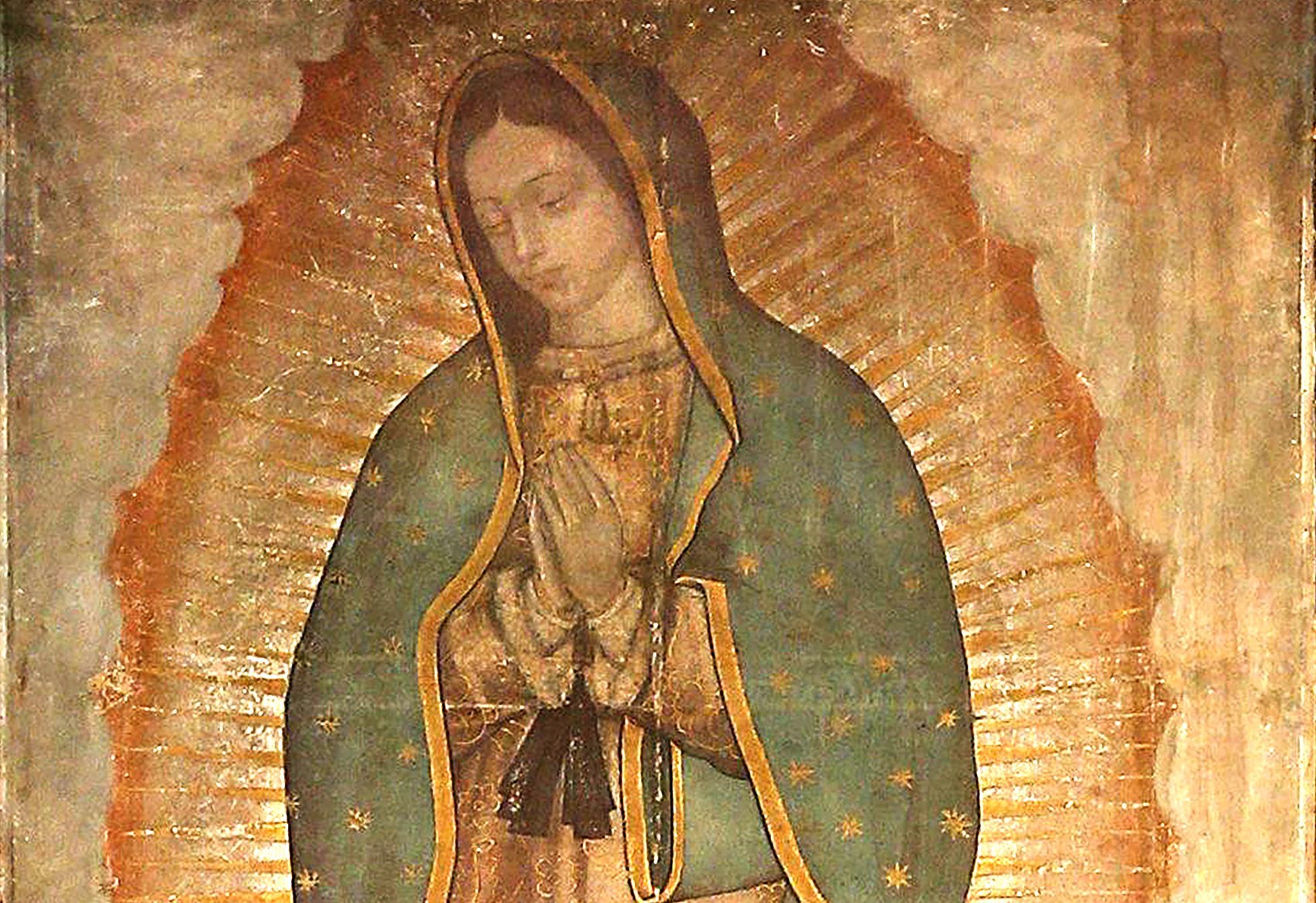 La imagen original de Nuestra Señora de Guadalupe impresa en la tilma de San Juan Diego se ve en la basílica de Ciudad de México el 13 de febrero de 2016. El 12 de diciembre de 2031 se cumplirán 500 años de la aparición de María a San Juan Diego. (Foto de CNS/Paul Haring)