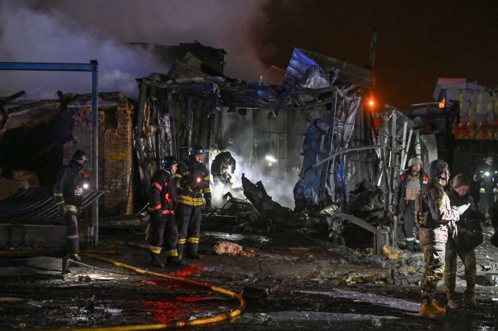 Firefighters work at the site of a car maintenance workshop heavily damaged by a Russian airstrike in Zaporizhzhia, Ukraine, Dec. 6, 2024. As Russia strikes civilian targets in its invasion of Ukraine, Basilian Sister Lucia Murashko told OSV News that she, her fellow sisters and some 80 children narrowly missed a recent strike on the city of Zaporizhzhia. (OSV News photo/Reuters)