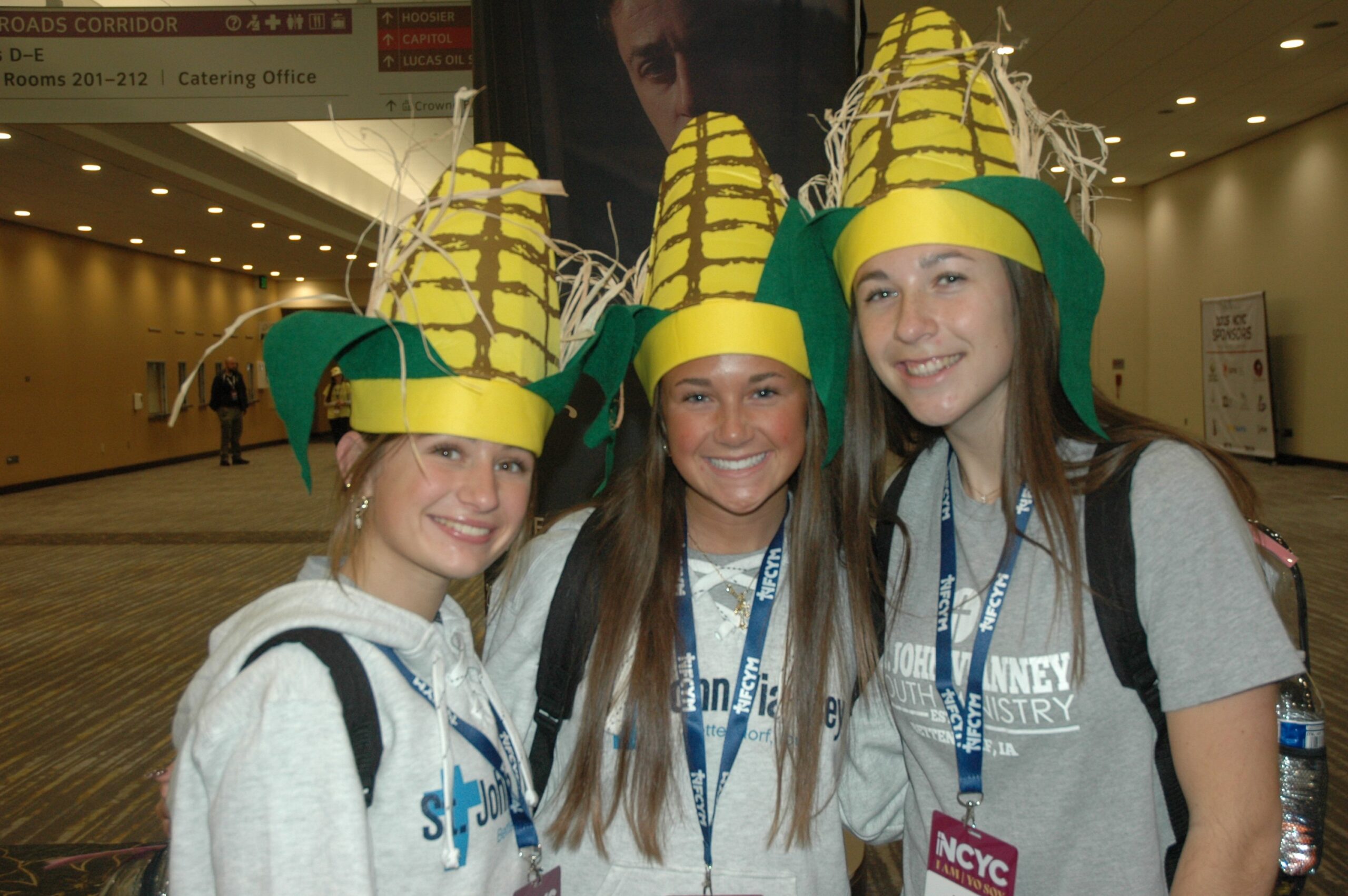 Funny hats show the joy of NCYC while T-shirt messages feature the heart of youths’ faith
