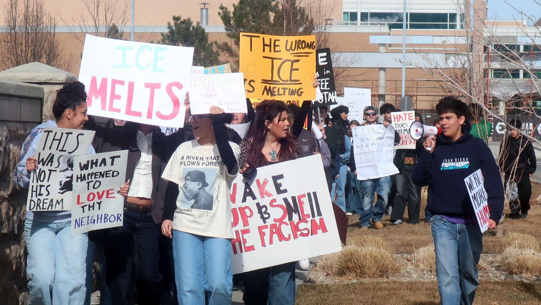 Catholic high school students in Utah walk out to protest ICE and support immigrants