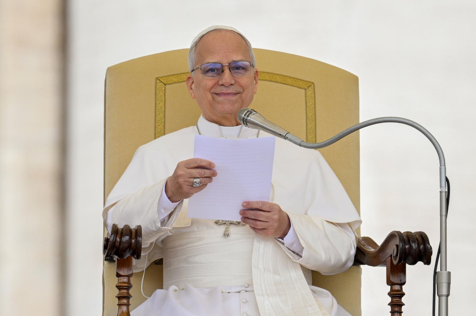 Pope Leo XIV at his weekly general audience in St. Peter's Square at the Vatican on March 4, 2026