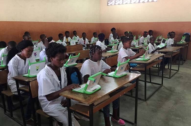 A file photo shows children working on laptops provided by Angola's sovereign wealth fund at a Don Bosco Catholic mission school in an impoverished section of Luanda, Angola. Pope Leo will travel across 11 cities, 18 flights and a total of more than 11,000 miles during his first apostolic trip to Africa April 13–23, 2026. The Vatican released the schedule for the trip on March 16. (OSV News photo/Ed Cropley, Reuters)