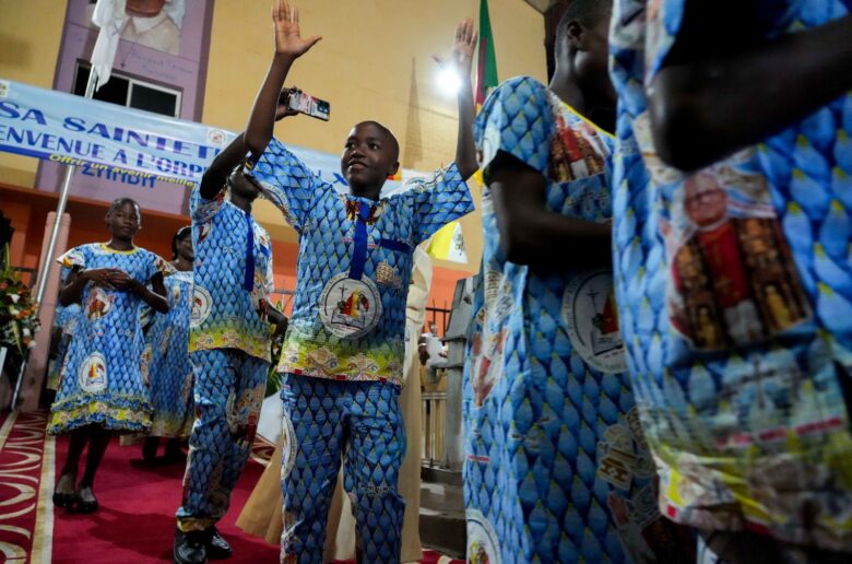 Pope Leo XIV visits Ngul Zamba orphanage in Yaoundé, Cameroon, April 15, 2026. (CNS photo/Lola Gomez)