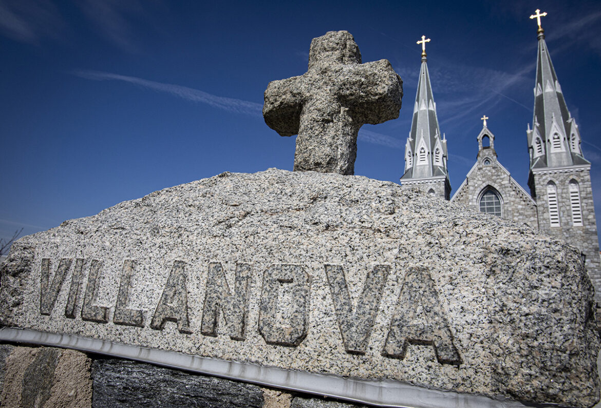 A pillar is visible in front of St. Thomas of Villanova Church on the campus of Villanova University near Philadelphia March 11, 2021. Federal authorities charged a juvenile affiliated with the "Purgatory" cybercriminal group in the August 2025 swatting attack on Villanova University, Pope Leo XIV's alma mater, which interrupted an outdoor Mass amid an active shooter hoax. (OSV News photo/CNS file, Chaz Muth)
