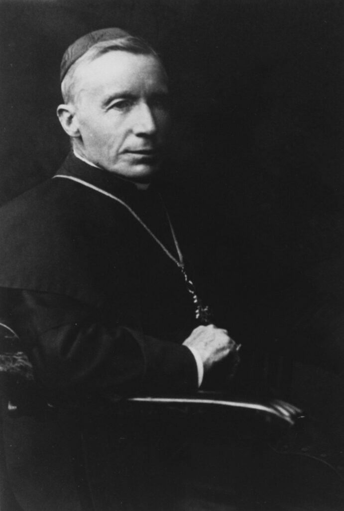 Baltimore Cardinal Gibbons is pictured seated in an undated photo.