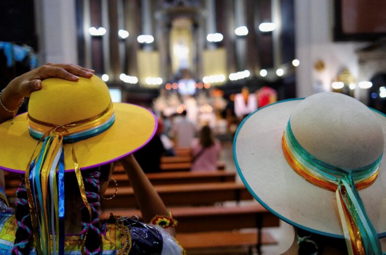 Worshippers from Bolivia attend a Mass at St. Augustine church, also known as the "Church of the Migrants," in Barcelona, Spain, May 31, 2026, ahead of Pope Leo's June 6-12 apostolic visit to Spain. (OSV News photo/Nacho Doce, Reuters)