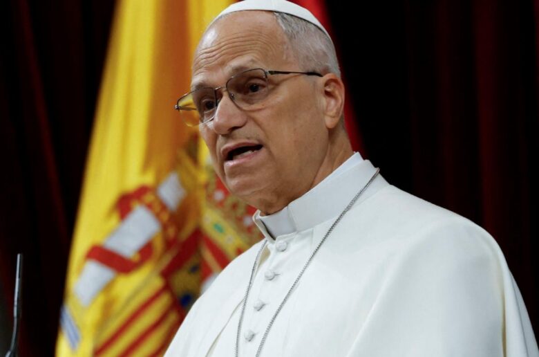 Pope Leo XIV delivers a speech during a joint session of the Spanish Parliament at the Congress of Deputies in Madrid, June 8, 2026, during his June 6-12 apostolic journey to Spain. (OSV News photo/J.J Guillen, pool via Reuters)