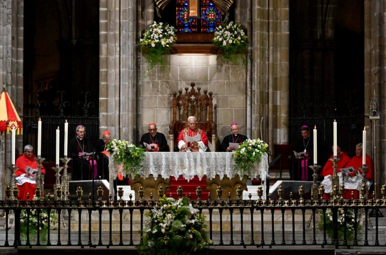 Pope Leo XIV attends the midday prayers at the Cathedral of the Holy Cross and St. Eulalia, during his apostolic journey, in Barcelona, Spain, June 9, 2026. (OSV News photo/Simone Risoluti, Vatican Media)