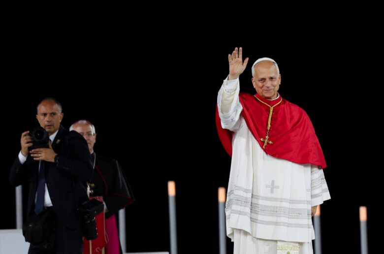 Pope Leo XIV greets faithful as he holds a prayer vigil at the Lluis Companys Olympic Stadium during his apostolic journey in Barcelona, Spain, June 9, 2026. (OSV News photo/Bruna Casas, Reuters)