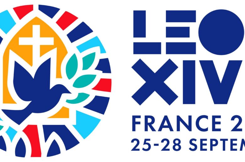 This is the logo for Pope Leo XIV's Sept. 25-28, 2026, apostolic journey to France. With the motto "That the world may have life,” the pope's first visit to France will include stops in Paris, Lourdes and Metz and a private meeting with victims of abuse in the Church. The logo features a stained-glass window, a cross and a dove carrying an olive branch, symbolizing the Church's unity, the apostolic and liturgical dimensions of the visit, and peace. (OSV News photo/courtesy Pope in France)