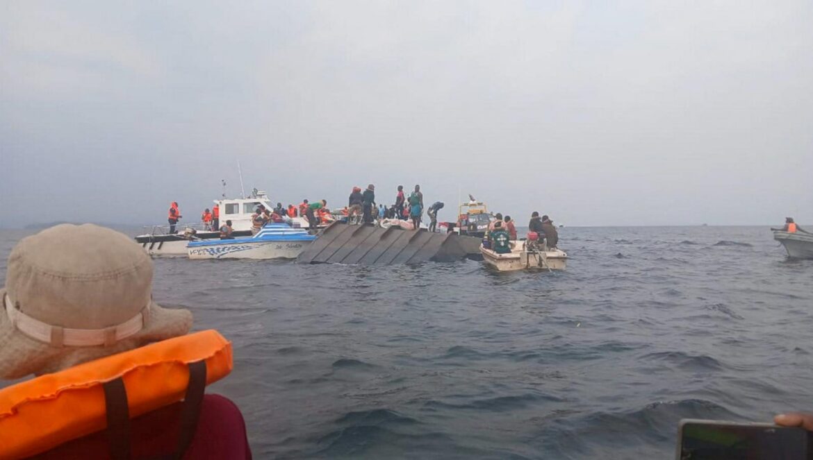 Rescue workers and local boat operators take part in ongoing search and recovery operations near the overturned passenger ferry on Lake Kariba in Kariba, Zimbabwe, Aug. 12, 2026, a day after the vessel capsized. Pope Leo XIV expressed his condolences to the families of the victims of the tragic Aug. 11 ferry accident that has killed more than 90 people. (OSV News photo/Admore Mbonda, Reuters)