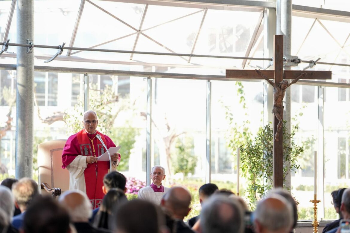 Pope Leo XIV gives his homily during a prayer service at a greenhouse that is part of Borgo Laudato Si' in Castel Gandolfo, Italy, Sept. 5, 2025. The Vatican released Pope Leo's message for the World Day of Prayer for the Care of Creation which will be celebrated Sept. 1. (CNS photo/Lola Gomez)