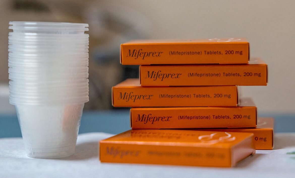 A file photo shows boxes of mifepristone, the first pill given in a medication abortion, prepared for patients at Women's Reproductive Clinic of New Mexico in Santa Teresa. (OSV News photo/Evelyn Hockstein, Reuters)