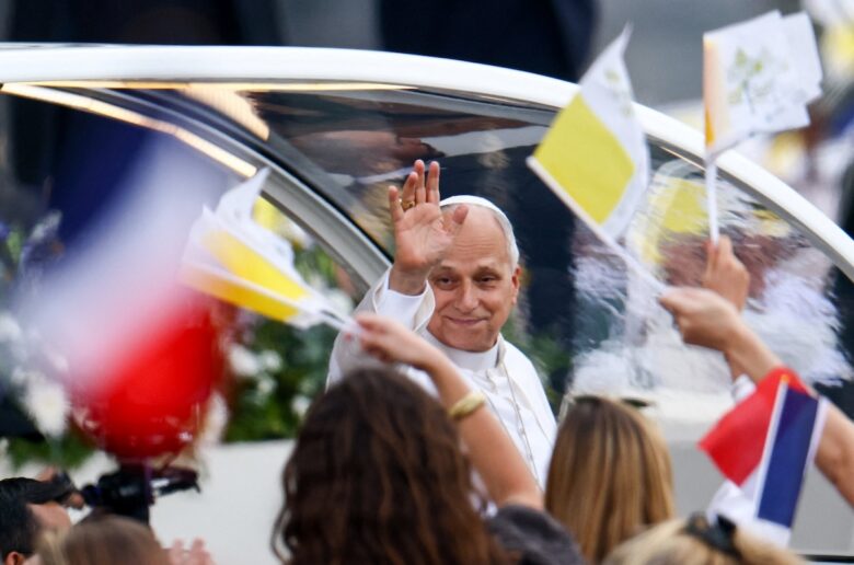 Pope Leo XIV waves to faithful as he arrives to celebrate an open-air Mass at the Place de la Concorde in Paris, as part of his four-day apostolic journey to France, Sept. 26, 2026. (OSV News photo/Sarah Meyssonnier, Reuters)