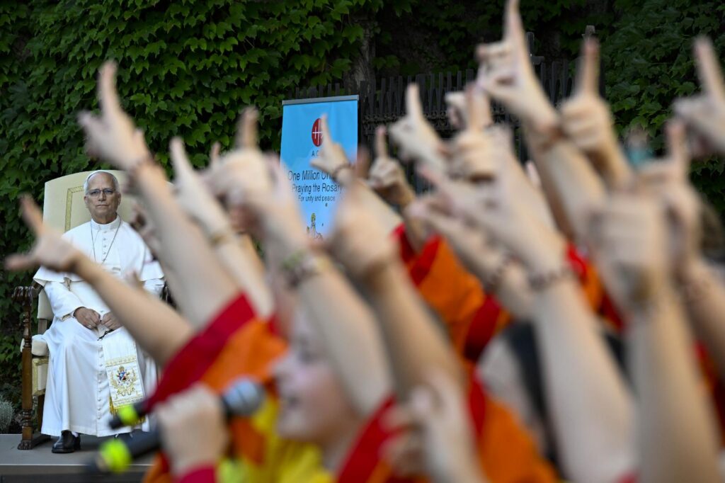 Hundreds of children join Pope Leo XIV in praying the rosary for peace in Vatican Gardens